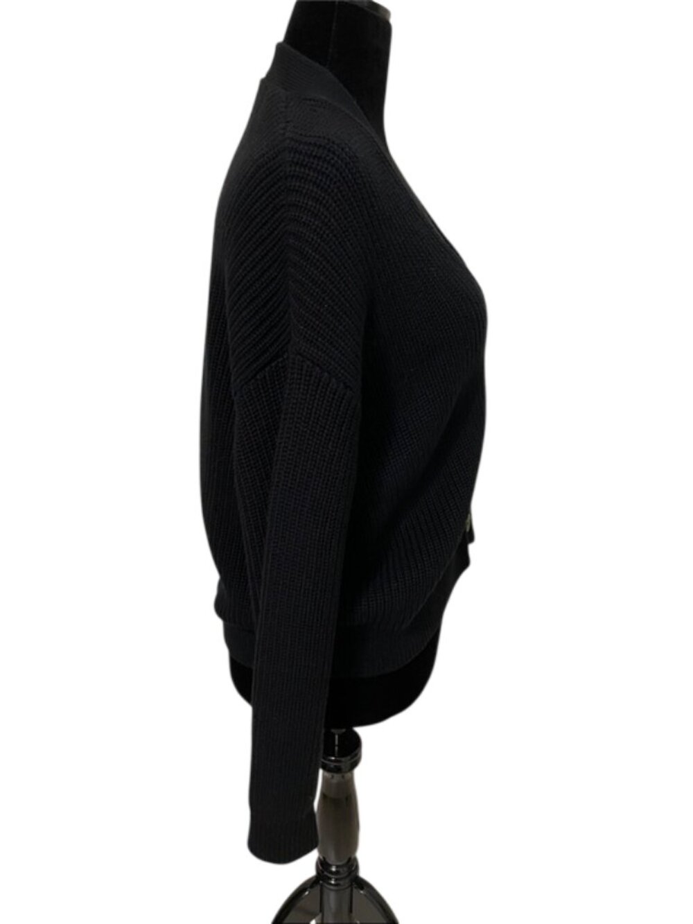 Quince Fisherman Boxy Cropped Cardigan Women's Small Black 100% Organic Cotton - Picture 7 of 14